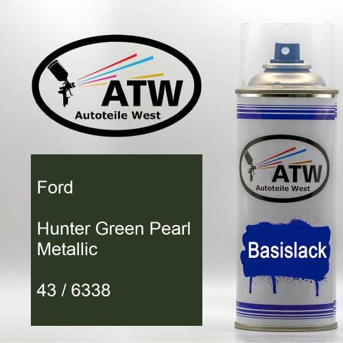 Ford, Hunter Green Pearl Metallic, 43 / 6338: 400ml Sprühdose, von ATW Autoteile West.